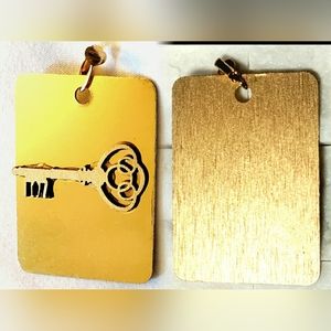 NEW Handmade Ornament / Pendant! Polished Brass. Wood Victorian Steampunk Key.